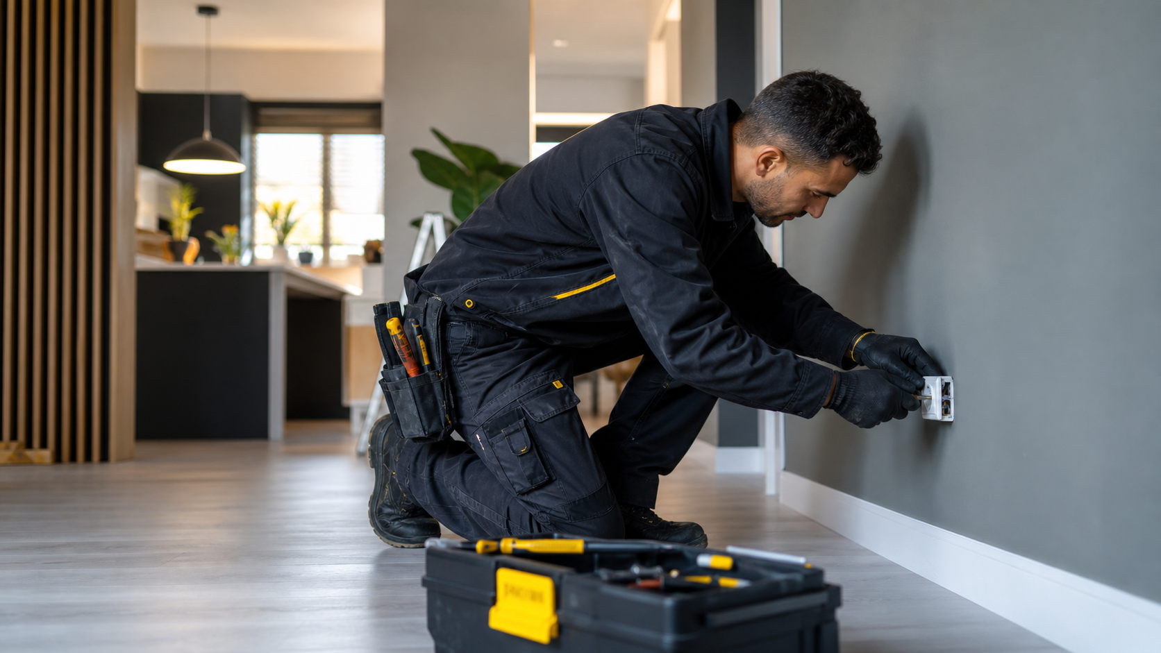 Vakman aan het werk in een woning